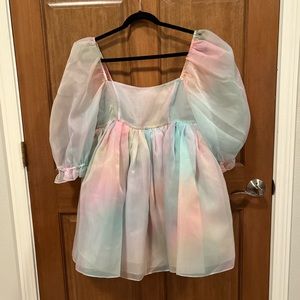 Selkie puff dress in rainbow